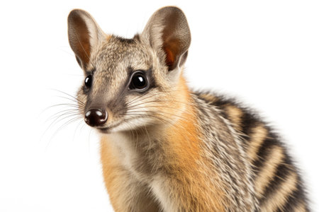 A Numbat, also known as the banded anteater, on a white backgroundの素材