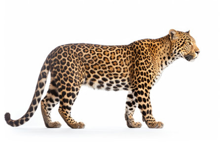Amur leopard on white backgroundの素材