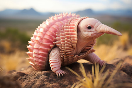 Pink Fairy Armadillo in the wildの素材