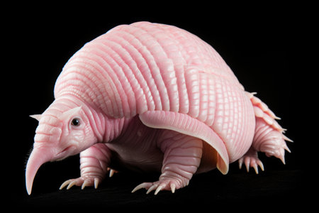 Pink Fairy Armadillo on black backgroundの素材