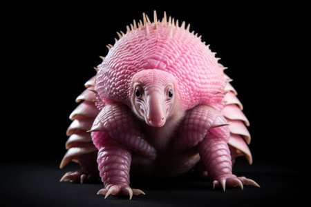 Pink Fairy Armadillo on black backgroundの素材
