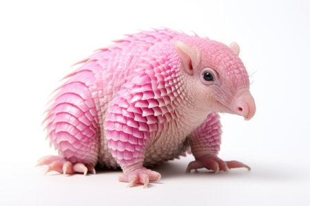 Pink Fairy Armadillo on white backgroundの素材