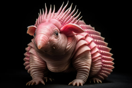 Pink Fairy Armadillo on black backgroundの素材