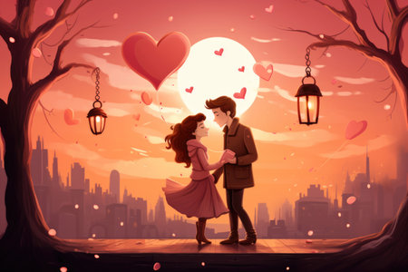 A heartwarming image captures the essence of love on Valentine's Dayの素材