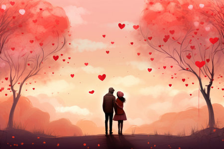 A heartwarming image captures the essence of love on Valentine's Dayの素材