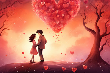 A heartwarming image captures the essence of love on Valentine's Dayの素材