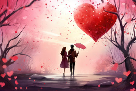 A heartwarming image captures the essence of love on Valentine's Dayの素材