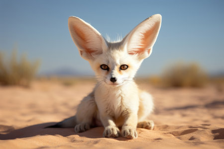 Fennec Fox in its natural habitat, showing its distinctive large ears and desert-adapted charmの素材