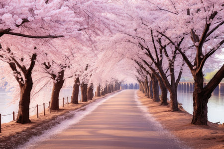The ethereal beauty of cherry blossoms in full bloomの素材