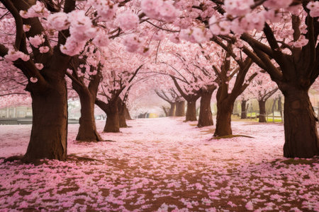 The ethereal beauty of cherry blossoms in full bloomの素材