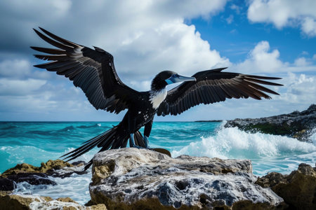 The grace and majesty of the Christmas Island Frigatebirdの素材