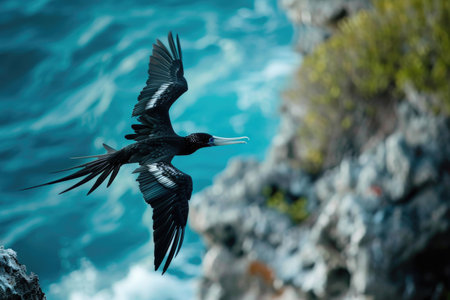 The grace and majesty of the Christmas Island Frigatebirdの素材