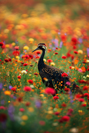 The graceful beauty of a Bengal Florican in its natural habitatの素材