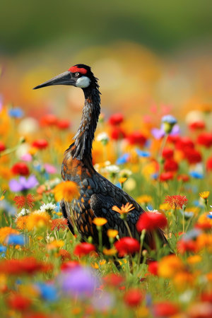 The graceful beauty of a Bengal Florican in its natural habitatの素材