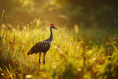 The graceful beauty of a Bengal Florican in its natural habitatの素材