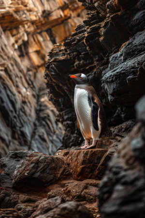 The charm of the Yellow-eyed Penguin in its natural habitatの素材