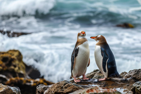 The charm of the Yellow-eyed Penguin in its natural habitatの素材