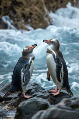 The charm of the Yellow-eyed Penguin in its natural habitatの素材