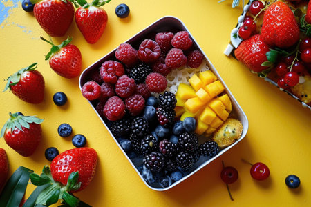 Colorful berries within a bento boxの素材
