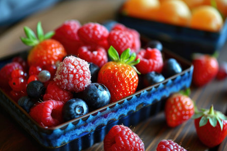 Colorful berries within a bento boxの素材