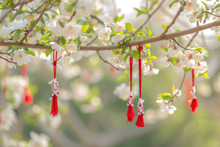 Martisor symbols adorning nature with the beauty of spring bloomsの素材