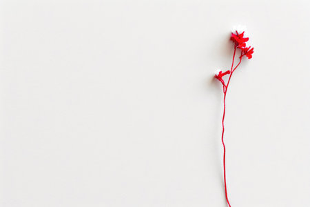A minimalist yet elegant photograph of a Martisor symbol, meticulously on a white backdropの素材