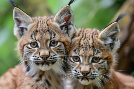 The playful and adorable expressions of lynx cubs up closeの素材