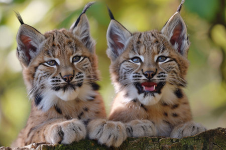 The playful and adorable expressions of lynx cubs up closeの素材