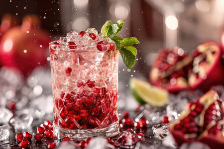 A non-alcoholic cocktail featuring the luscious embrace of pomegranate juiceの素材
