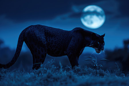 The regal allure of the Panther under the moonlightの素材