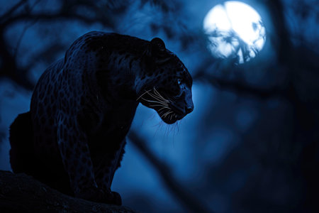 The regal allure of the Panther under the moonlightの素材