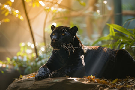 The sheer elegance of the Panther in a moment of reposeの素材