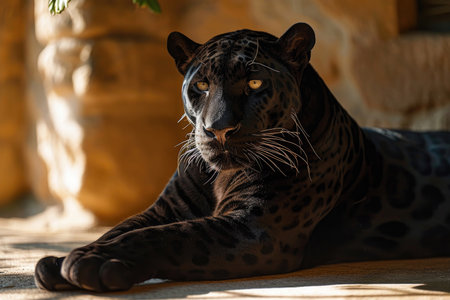 The sheer elegance of the Panther in a moment of reposeの素材