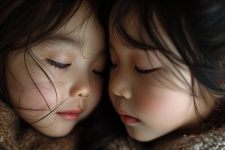 The twin faces immersed in the simple yet profound moments that make up their everyday livesの素材