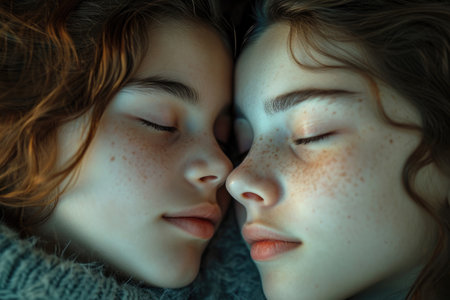 The twin faces immersed in the simple yet profound moments that make up their everyday livesの素材