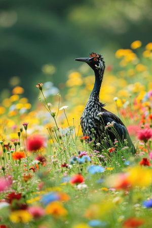 The graceful beauty of a Bengal Florican in its natural habitatの素材