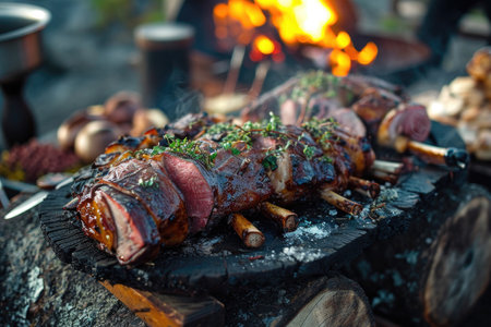 Traditional Icelandic dish Hangikjot, the smoked lambの素材