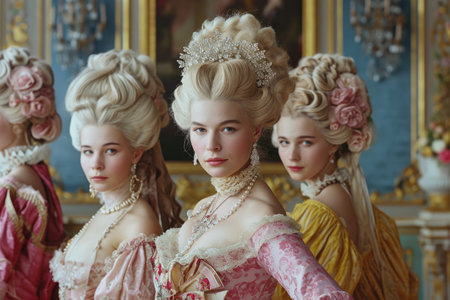 18th-century Paris with portraits capturing the aristocratic elegance of its inhabitantsの素材