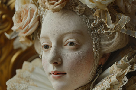 18th-century Paris with portraits capturing the aristocratic elegance of its inhabitantsの素材