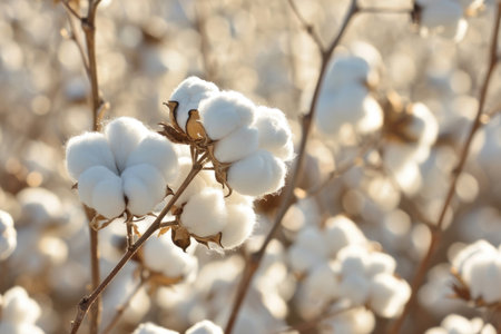 Cotton Harvest Close-Up - Detailed Shot of Cotton Balls Ready for Harvestの素材