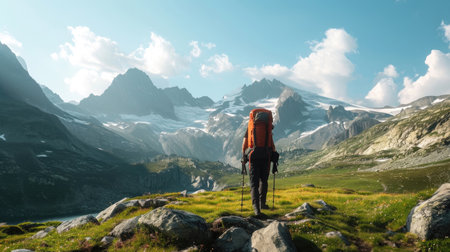 A photo depicting the thrill of exploring the untamed wilderness in the heart of the Alpsの素材