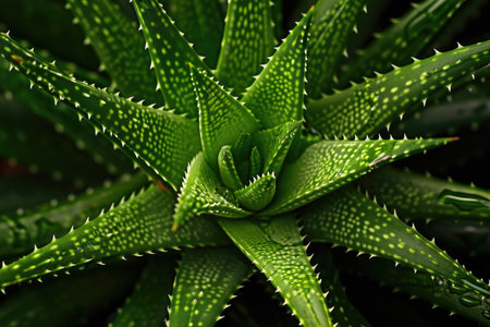 A captivating portrait of the radiant beauty and natural radiance of an Aloe Vera plantの素材