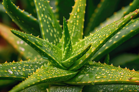 A captivating portrait of the radiant beauty and natural radiance of an Aloe Vera plantの素材