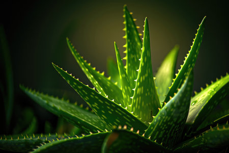A captivating portrait of the radiant beauty and natural radiance of an Aloe Vera plantの素材