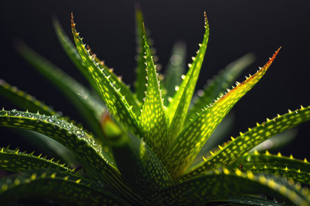 A captivating portrait of the radiant beauty and natural radiance of an Aloe Vera plantの素材