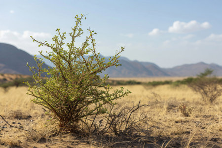 A Camel Thorn plant thriving in its natural habitatの素材