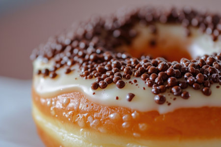 A close-up of the delightful details of a single donutの素材