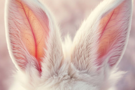 The fluffy ears of an Easter bunny, evoking a sense of blissful holiday charmの素材