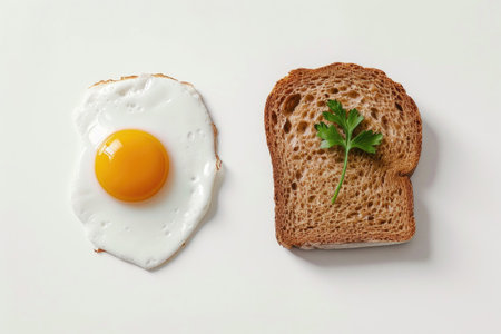 The simplicity of an egg sandwich with bread, isolated on a white backgroundの素材