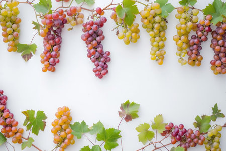 A cluster of grapes on a white backgroundの素材